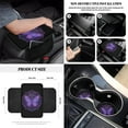 thumbnail image 5 of Yuyamidu 12 PCS Car Accessories Purple Butterfly Front Car Seat Covers Set Boho Steering Wheel Seat Belt Covers Armrest Pad Trash Bin Sunglass Pocket Rear View Mirror Cover Cup Coasters Key Chain, 5 of 7