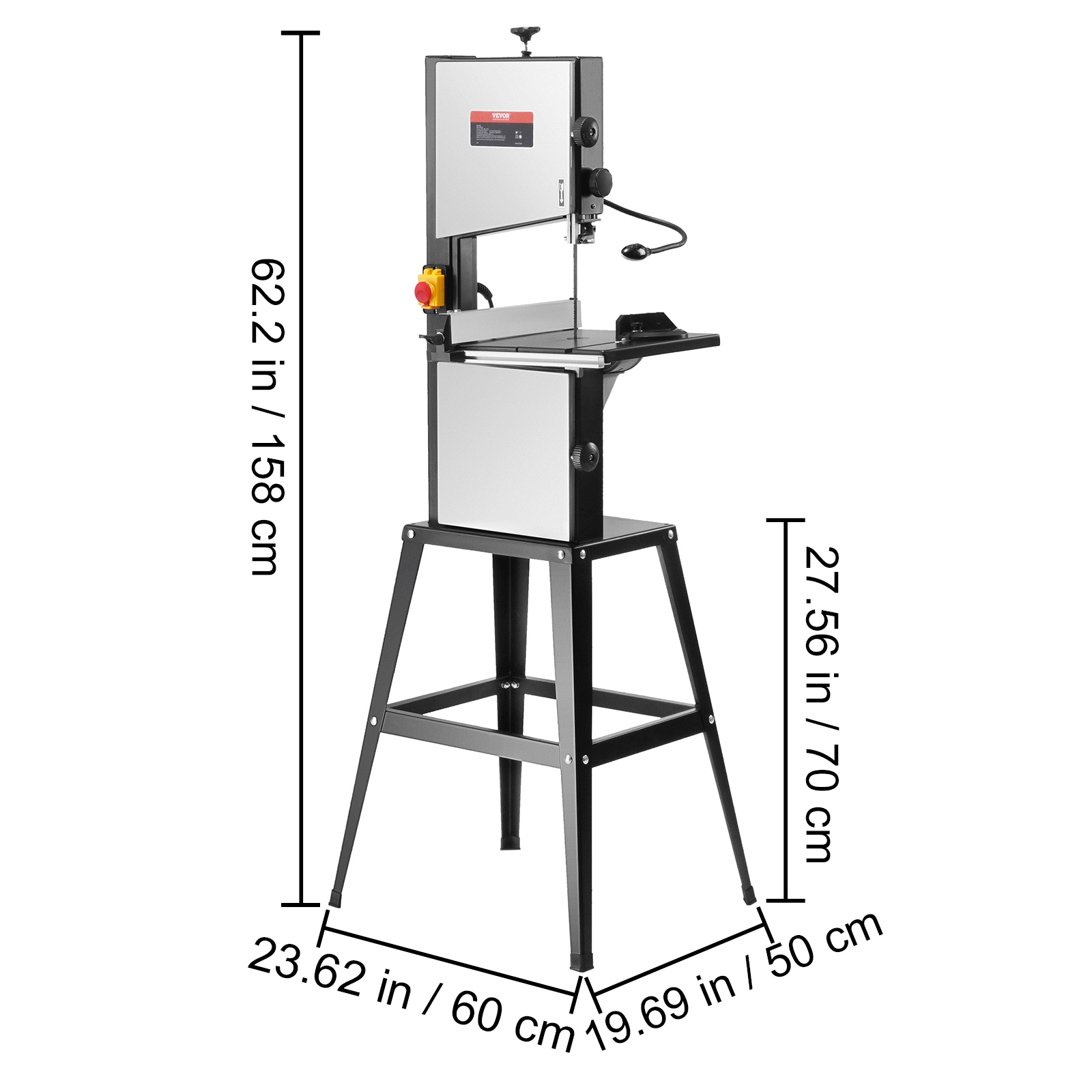 VEVOR Benchtop Band Saw, 10-Inch, Dual-Speed (560 & 1100 RPM), 370W 1/2HP Motor, Includes Metal Stand, Work Light, Fence, and Miter Gauge for Wood, Aluminum, Plastic Crafting
