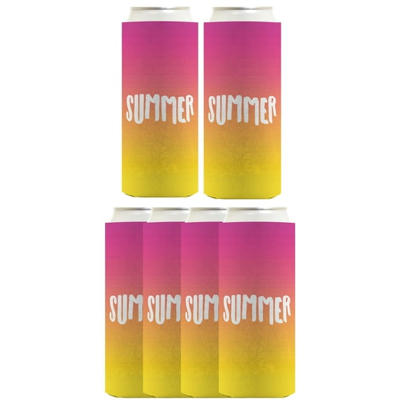 Tropical Can Cooler Sleeve Summer Vibes Summer 6-Pack Ultra Slim Can Drink Sleeves
