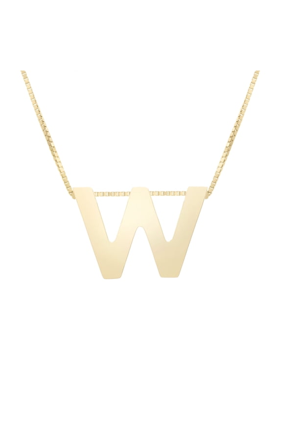 14k Yellow Gold Initial Letter W Pendant Necklace, 18"