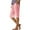 Pink, variant on Lenpel Bermuda Shorts for Women Summer Casual Elastic High Waisted Side Button Cotton Linen Shorts Knee Length Shorts