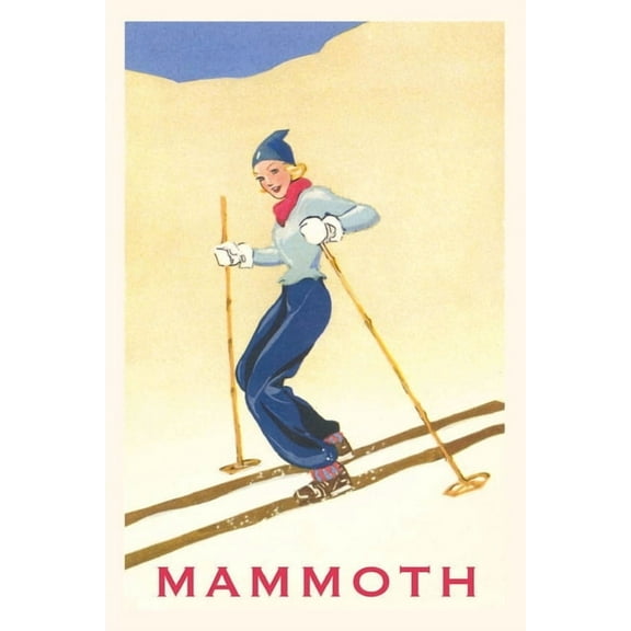 Pocket Sized - Found Image Press Journals: The Vintage Journal Woman Skiing Down Hill, Mammoth (Paperback)