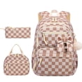 thumbnail image 6 of 3 Pack Corduroy Texture Checkered Backpack Combo Cute Bow Daypack With Lunch Tote Pencil Bag Large Storage School Travel Laptop Backpack, 6 of 6