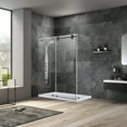 thumbnail image 3 of Vinnova Villena 52" W x 78" H Single Sliding Frameless Glass Shower Enclosure Black, 3 of 13
