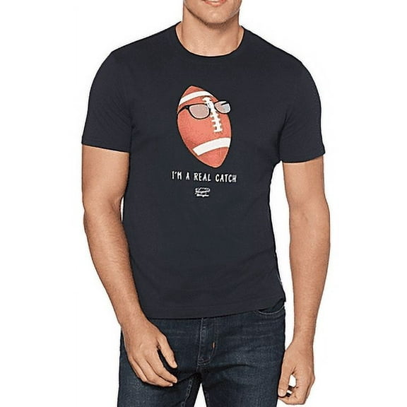 Original Penguin DARK SAPPHIRE Im A Real Catch Graphic T-Shirt, US Small