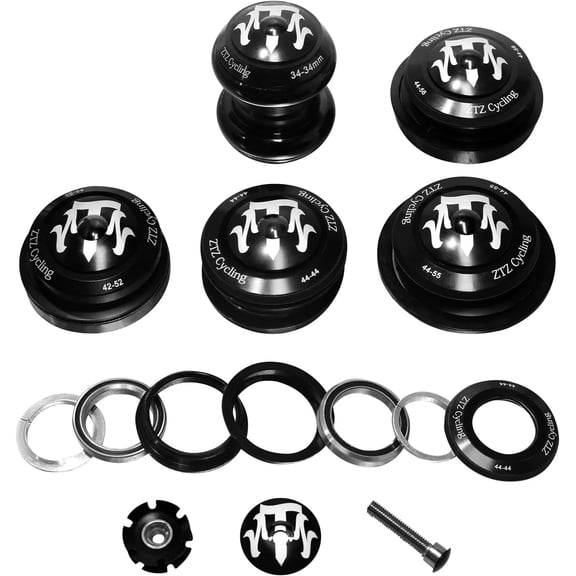 ZTZ 1-1/8 Bike Headset,34 44 44-55 44-56 41.8-52mm Threadless Double Sealed Bearings MTB Headsets, for Bicycle Straight Tapered Tube Fork Frame Expander Plug Star Nut