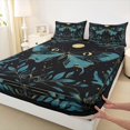 thumbnail image 4 of jejeloiu Occult Moth Bed Sheets For Girls,Floral Print Full Size Sheets,Black Teal Gold,4pcs,1 Flat Sheet, 1 Fitted Sheet and 2 Pillowcases, 4 of 6