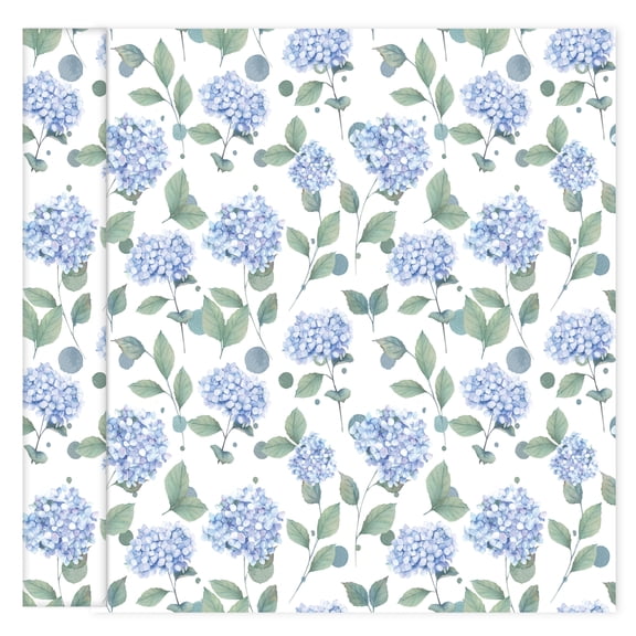 Hydrangea Wallpaper Peel and Stick Wallpaper Blue Hydrangea Wall Paper Flower Self Adhesive Liner Furniture Cabinet Contact Paper for Cabinet Shelf Drawer Liner Bedroom DIY Decor