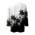 thumbnail image 4 of UoCefik Oversized Tshirts Shirts for Women Elbow 3/4 Length Sleeve Floral Womens Work Shirts or Blouses Half Sleeve V Neck Plus Size Dress Blouses Womens Dress Tops for Older Women Dark Gray 3XL, 4 of 5