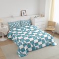thumbnail image 3 of Erosebridal Cute Bowknot Bow Bedding Comforter Set, Blue Buffalo Grid Down Comforter, Reversible 2 Pieces, 3 of 8