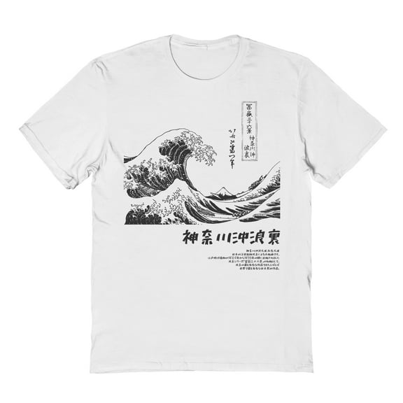 APOH Hokusai The Great Wave Off Kanagawa Graphic White Men's Cotton T-Shirt