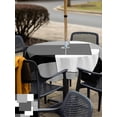 thumbnail image 5 of Square Outdoor Tablecloth With Umbrella Hole And Zipper– Black White Grey Color Block Waterproof Patio Table Cover for Party, Picnic, Backyard, 60"x60" , Abstract Modern Geometric, 5 of 8