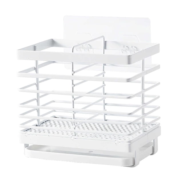 Cocina Creativa Sin Perforaciones, Encimera Montada En La Pared, Soporte De Palillos De Hierro De Doble Propósito, Estante De Drenaje De Almacenamiento De Palillos De Diseño Hueco Monstrate HA018830-00
