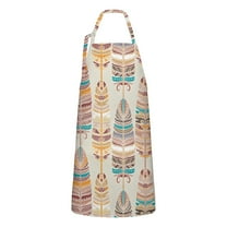 Ethnic - Style Colorful Feather Pattern Apron-Garden Aprons for Women with Pockets-Cotton Linen Waterproof Kitchen Cooking Gardening Aprons Adjustable for Kitchen,Cooking,BBQ and Salon 33x27 Inch