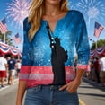 thumbnail image 2 of vigerkar 250 Anniversary USA Shirt Women 3/4 Sleeve V-Neck 250 Years T-Shirt 250th American Patriotic Tops 1776-2026 Tshirts (Blue, L), 2 of 8