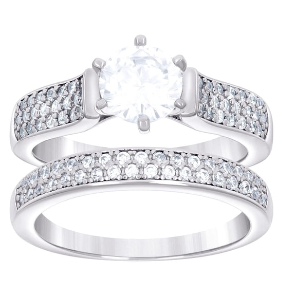 925 Sterling Silver Womens 1.72ct Moissanite Duo Ring Bridal Set Ring 7.7x5.8mm Wide Size 6 Ring for Women