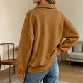 thumbnail image 5 of ZVAVZ Quarter Zip Sweatshirt for Women Lightweight Plus Size Long Sleeve Sweatshirts Fall Winter Fashion Comfy Mock Neck Pullovers Brown S, 5 of 5
