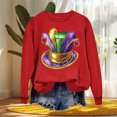 thumbnail image 4 of Xuyuer Women's Carnival Printed Long Sleeved Round Neck Mardi Gras Sweatshirt Carnival Outfits Women Carnival Sweatshirts Fat Tuesday Fashionable Pullover Tops, 4 of 6