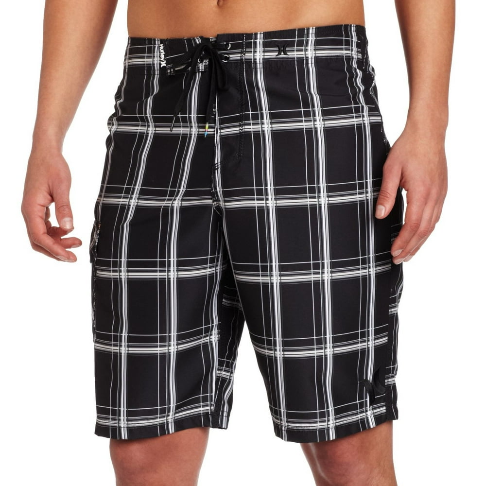 Hurley Hurley NEW Black Mens Size 34 Drawstring Puerto Rico Plaid