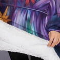 thumbnail image 3 of Oversized Wearable Blanket Hoodie,Colorful Leaf Pattern Sherpa Blanket Hoodie with Super Pockets,Super Warm Fuzzy Pullover for Women & Men, 3 of 6
