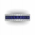 thumbnail image 6 of HeartsAndYou 3ct Natural Sapphire & Diamond Three Row Half Eternity Band 14k SOLID White Gold, 6 of 9