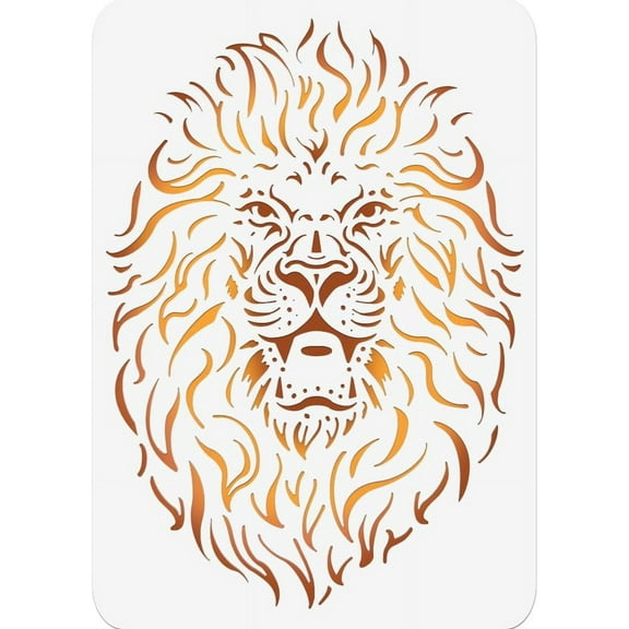Lion Painting Stencil 11.69x8.27 Inch Reusable Craft Stencils Hollow Out Drawing Template for Wood Fabric Paper Walls Canvas Furniture White