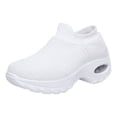 thumbnail image 6 of Womens Platform Sneakers Slip on Elastic Knit Mesh Sock Shoes Air Cushion Athletic Running Trekking Shoes White Size 9, 6 of 7
