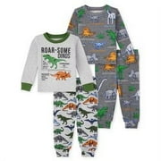 The Children's Place Baby Boy & Toddler Boy Long Sleeve and Long Leg Pant Tight Fitting Cotton 4 Pc Sleepwear Set, Sizes 12 Months-5T