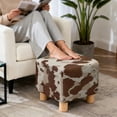 thumbnail image 4 of TSOVTHRID Brown Cow Pattern Square Ottoman Cover Stretch Washable Breathable Folding Storage Stool Furniture Protector Soft Square Slipcover with Elastic Bottom, 4 of 7