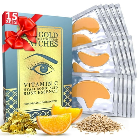 Forehead and Under Eye Wrinkle Patches for Face - Collagen, Hyaluronic Acid and Vitamin A Skin Pads - Forehead Line Remover Wrinkle Eye Patch Set - 26 Golden Sachets