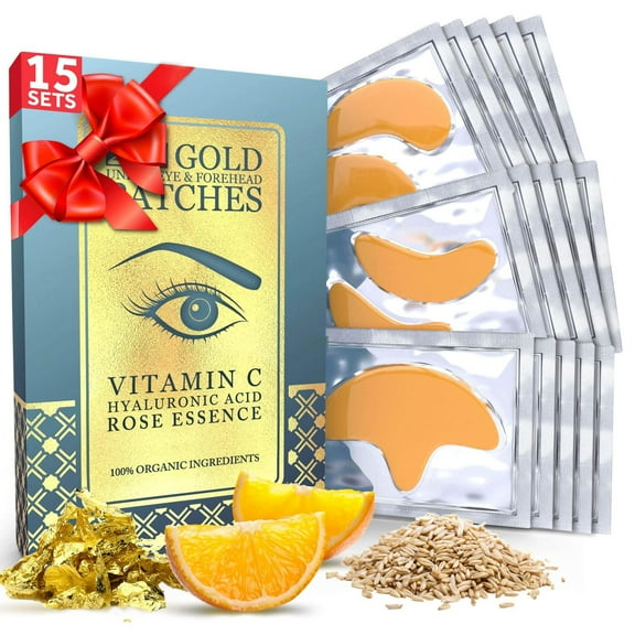 Forehead and Under Eye Wrinkle Patches for Face - Collagen, Hyaluronic Acid and Vitamin A Skin Pads - Forehead Line Remover Wrinkle Eye Patch Set - 26 Golden Sachets