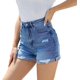 thumbnail image 3 of Pantalones cortos de mezclilla para mujer, elásticos, deshilachados, informales, con bolsillos calientes, cintura media 186-blue2, 3 of 5