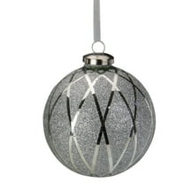 Northlight 4" Silver Diamond with Glitter Glass Christmas Ball Ornament