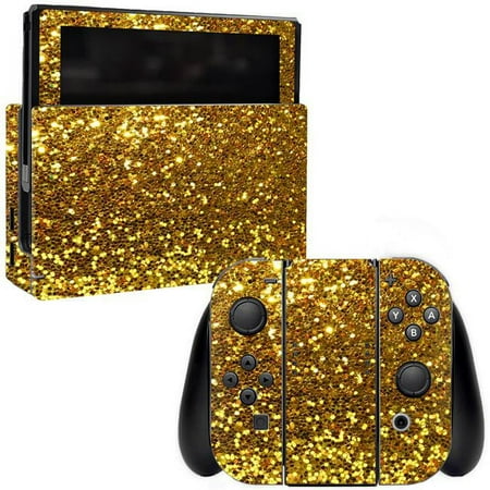 Skin Decal Wrap Compatible With Nintendo Switch Sticker Design Gold Glitter