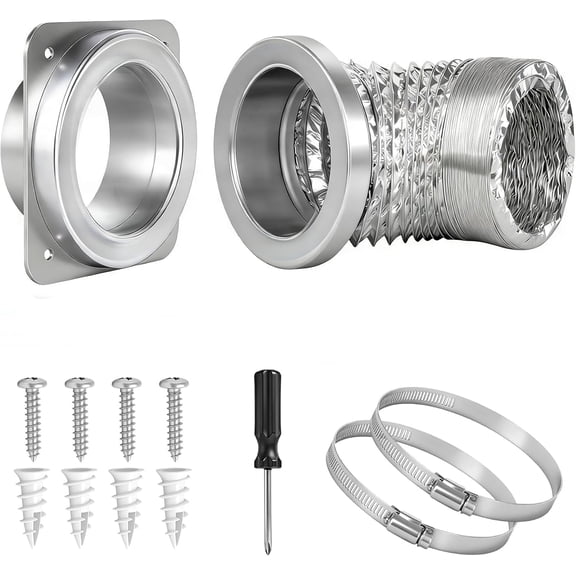 Magnetic Dryer Vent Connector Kit Airtight Seal Magnetic Dryer Vent Coupling Easy to Clean Lint Quick Connect Including a 3.3ft and 4" Duct and Two Clamps