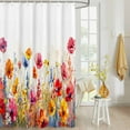 thumbnail image 4 of Fabric Shower Curtain, Red Pink and Yellow Poppy Oil Painting Floral Shower Curtains with 12 Hooks Waterproof Machine Washable Bath Curtains for Bathroom,54 x 78in, 4 of 6