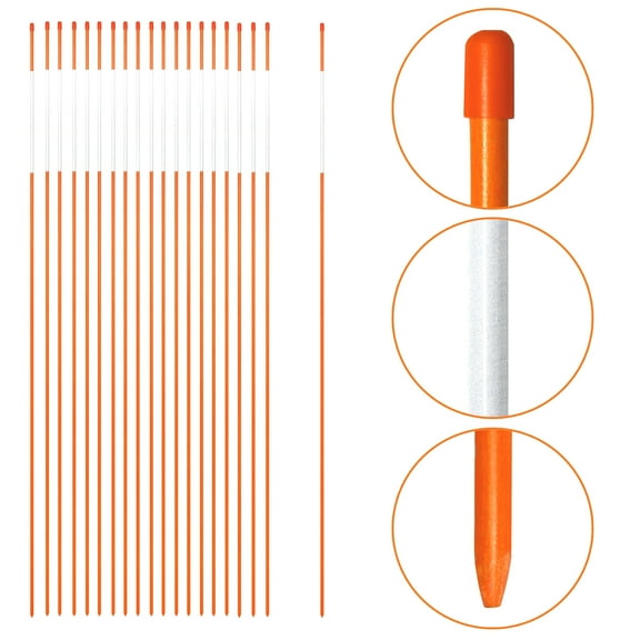 Anley 20 Pack 48" Reflective Driveway Markers, Snow Stakes Safety Markers Orange 0.25" Dia.