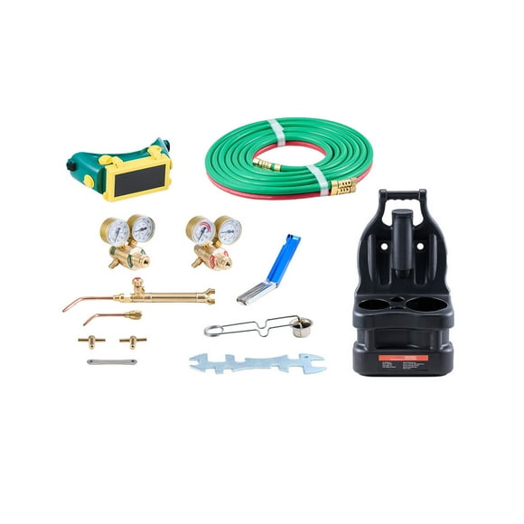 KFFKFF Oxygen Acetylene Torch Kit, Gas Welding Torch Kit, 14PCS Portable Oxy Acetylene Brazing Set with 177'' Twin-Hose, 2 Welding Tips
