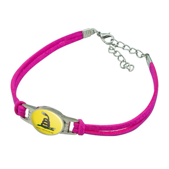 Net Neutrality Don't Tread on Me Novelty Suede Leather Metal Bracelet