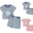 thumbnail image 4 of Mnyotv Summer Birthday Outfits for Kids Cartoon Printed Short Sleeve Tops and Drawstring Shorts with Pockets Size 6-12 Months, 4 of 5