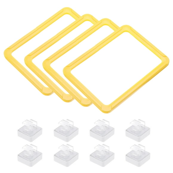 4pcs Magnetic Label Holder, 6 x 4 Inch A6 Shelf Label Card Sign Frame with Base for Metal Shelf Rack, Yellow