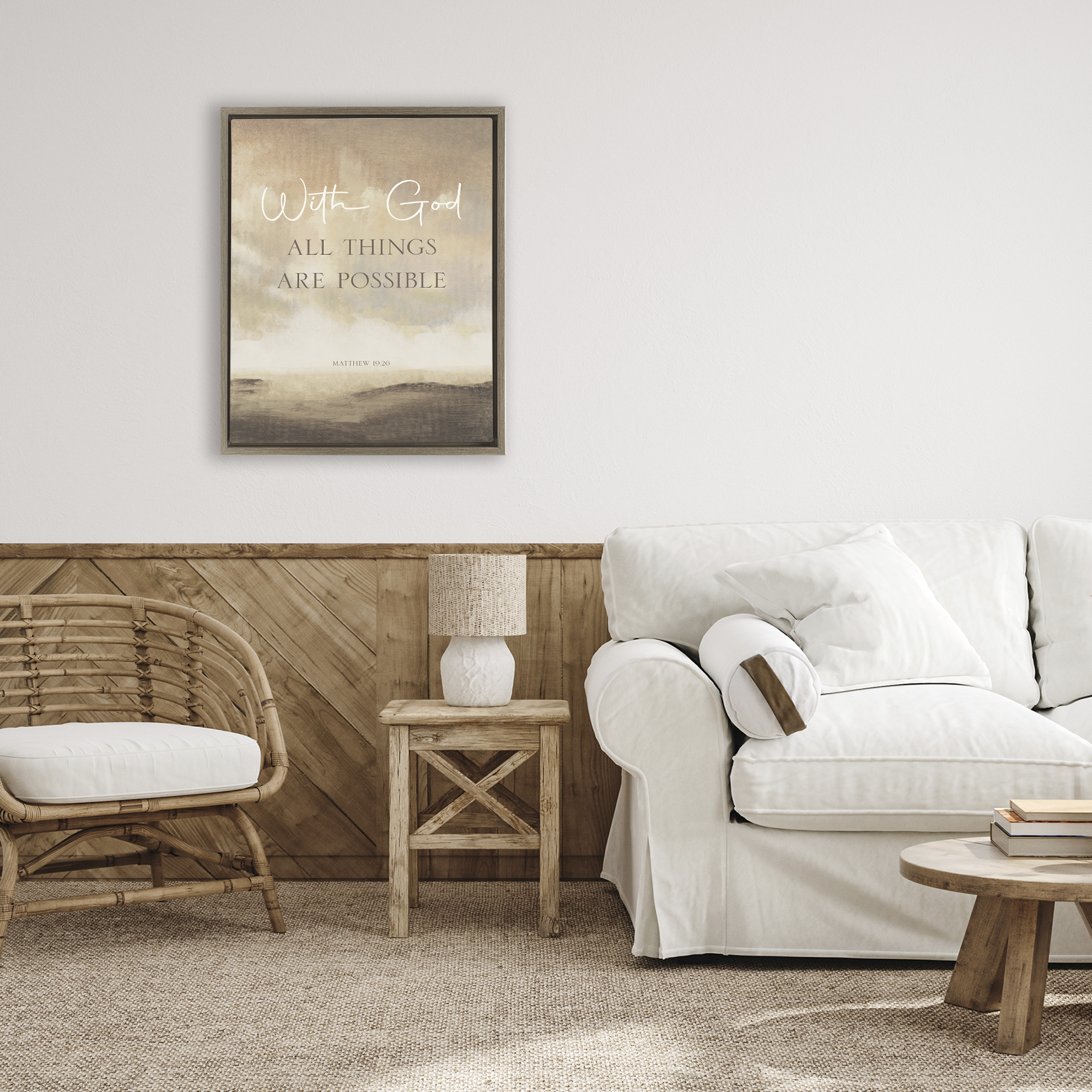 Stupell Industries With God Matthew Proverb Brown Framed Floater Canvas Wall Art, design by John Spaeth
