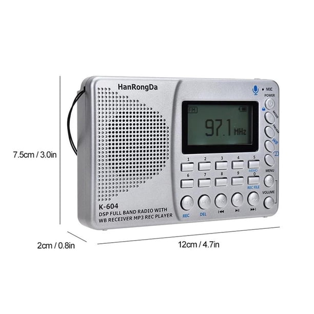 K-604 Radio Fm Estéreo Am Wb Con Tarjeta De Visualización De Tiempo Grabadora De Entrada De Línea Reproductor De Mp3 De Radio Multifuncional Compatible Con Tarjeta Tf Serendint EL012665-00