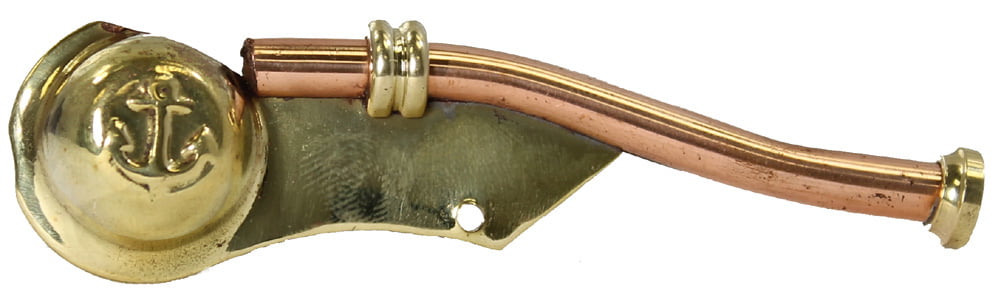 Bosun's Whistle Boatswains Pipe with neck chain Brass 