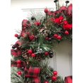thumbnail image 4 of 40cm Navidad rojo y negro lazo a cuadros nudo pájaro rojo corona de Navidad puerta del hogar decoración colgante de pared guirnalda navideña, 4 of 4