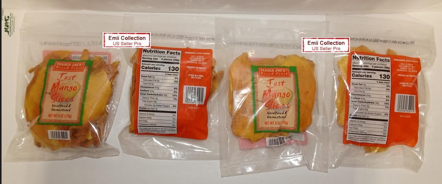 Trader Joe's Dried Fruit Just Mango Slices Unsulfured & Unsweetened 6oz 170g (4 Bags)
