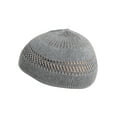 thumbnail image 3 of Candid Signature Cotton Kufi Beanie Lattice Weave Hats for Adult Men and Women's, Gray, 3 of 3