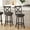 Gray Wash Walnut/Black, variant on Merrick Lane 30" Gray Wash Walnut Classic Wooden Crossback Swivel Bar Height Pub Stool with Black Faux Leather Padded Seat and Integrated Footrest