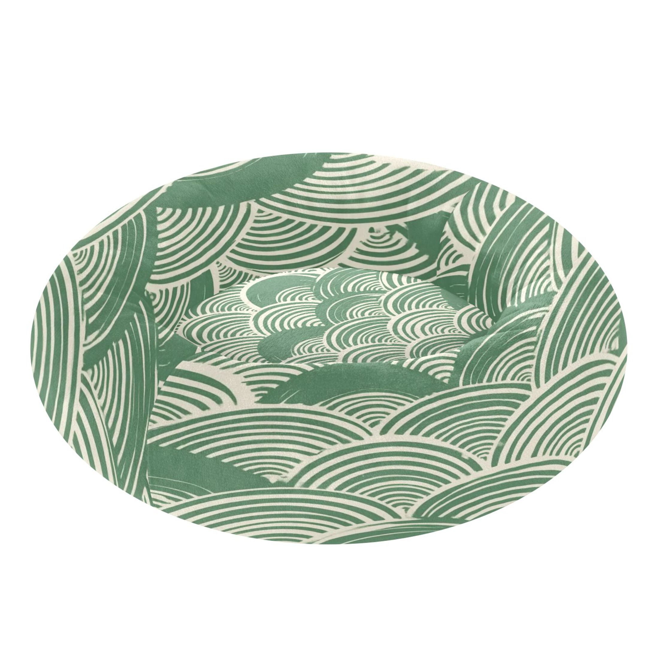 Iauyy Pet Couch Donut Cat Bed for Indoor Cats/Small Dogs Washable & Machine with Non-slip Bottom Calming Cat Furniture, Woodblock Print Style (M)