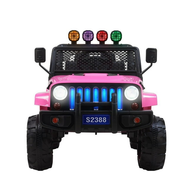 12V Electric Kids Ride On Jeep Street King Truck with Wheels Suspension Pink